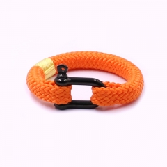 Summer Holiday Fresh Orange Color Rope Wristband with Black Clasp for Girls
