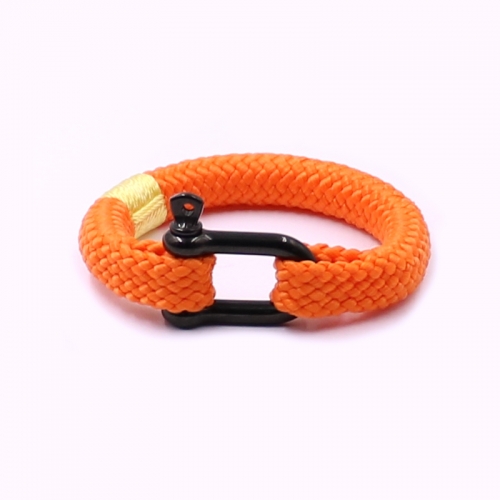 Summer Holiday Fresh Orange Color Rope Wristband with Black Clasp for Girls