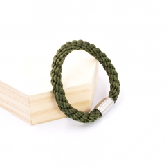 European Top Selling 3 Rope Woven Twisted Green Rope Bracelet with Magnetic Clasp