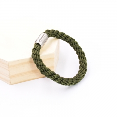 European Top Selling 3 Rope Woven Twisted Green Rope Bracelet with Magnetic Clasp