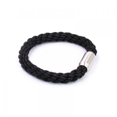 BESHINEDESIGN 316 Stainless Steel Magnetic Clasp With Black Sailor Rope Bracelet