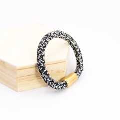 Germany Top Selling Oval Shape Stainless Steel Magnetic Clasp Rope Bracelet