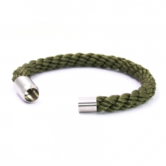 European Top Selling 3 Rope Woven Twisted Green Rope Bracelet with Magnetic Clasp