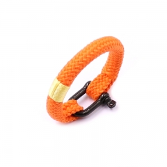 Summer Holiday Fresh Orange Color Rope Wristband with Black Clasp for Girls
