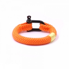 Summer Holiday Fresh Orange Color Rope Wristband with Black Clasp for Girls