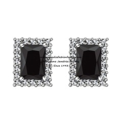 10x8mm Square Black Cubic Zirconia Earrings CZ Earring 3510029