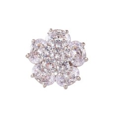 Flower Cubic Zirconia Brooch and Button