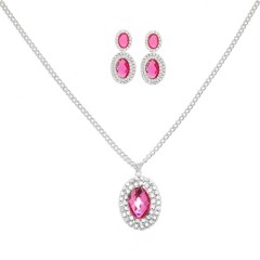 Rose Color Rhinestone Necklace Set Wholesale Necklace