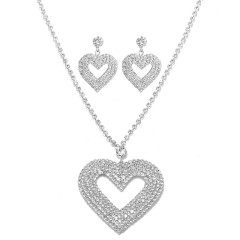 Heart Rhinestone Necklace And Earring Set Jewelry Wholesale