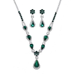 Light Pink And Green Necklace And Earring Jewelry Set Wholesale
