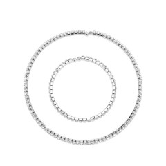 Silver Plated 1 Row Rhinestone Coil Choker Bracelet Set Cheap Wholesale