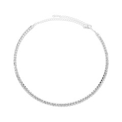 Silver Plated 1 Row Rhinestone Coil Choker Necklace cheap wholesale