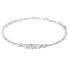 Silver Plated Crystal Rhinestone Choker Necklace Cheap Wholesale