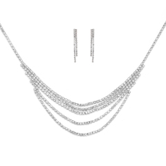 Statement Simple Multilayer design Rhinestone Necklace Set Wholesale