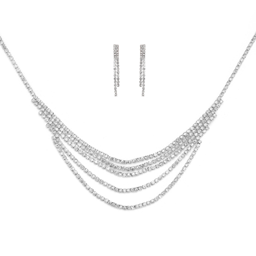 Statement Simple Multilayer design Rhinestone Necklace Set Wholesale