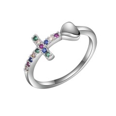 Cubic Zirconia Cross And Heart Ring Wholesale
