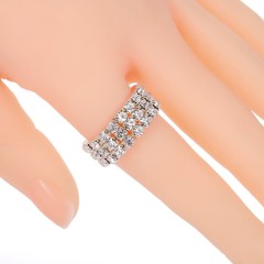 Cheap Three-Row Crystal Rhinestone Stretch Ring Wholesale