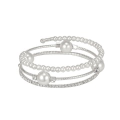 Pearl And Rhinestone Coil Bracelet Wholesale