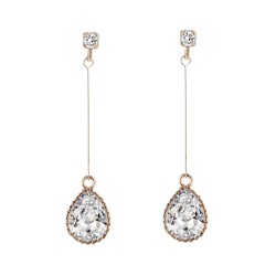Rose Gold Plated Cubic Zirconia Crystal Dangling Long Earrings Wholesale