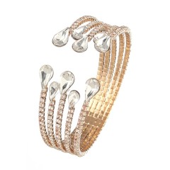 Gold Plated Adjustable Crystal AB Rhinestone 5-row Cuff Bracelet Cheap Wholesale