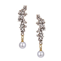 Vintage Rhinestone Earrings With Pearls Antique Jewerly Wholesale