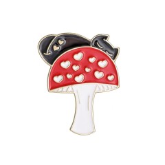 Enamel Pins Brooch Cute Cat Red Mushroom Pins Cheap Wholesale