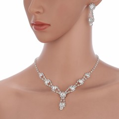 Rhinestone Necklace Earrings Set Cheap Jewelry Wholesale