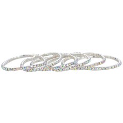 3.5mm Color Miexed Rhinestone Stretch Bracelets 6pcs Set Wholesale