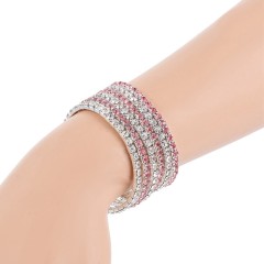 6 Single Row Rhinestone Stretch Bracelets Cheap Set