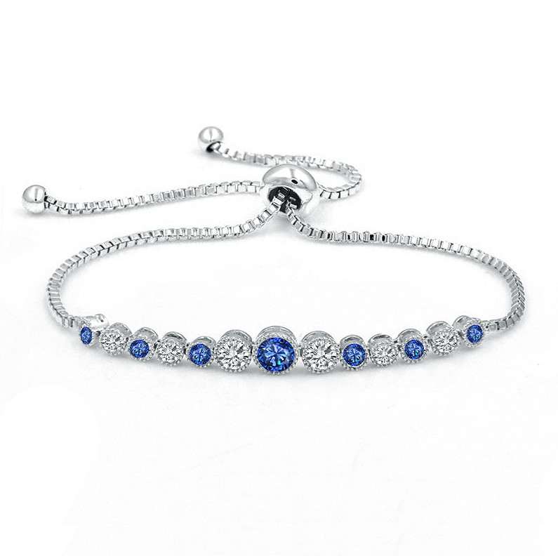 White and Blue Zircon Slider Bracelet Wholesale
