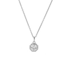 Cubic Zirconia Pendant Necklace Geometric Flower