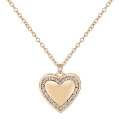 Gold color cubic zirconia heart pendant necklace wholesale