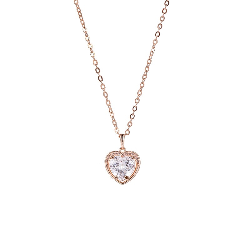 Cubic Zirconia Heart Pendant Necklace Opal Crystal