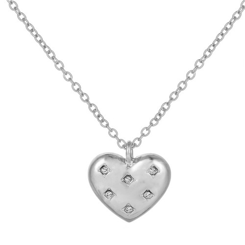 white gold cubic zirconia heart pendant necklace wholesale