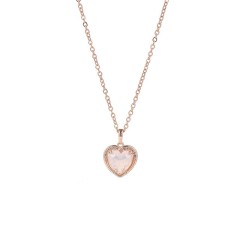 Rose opal color cubic zirconia heart pendant necklace wholesale
