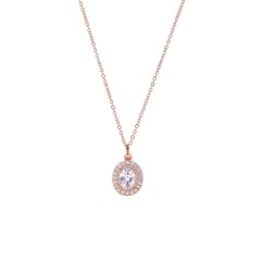 Rose gold plating diamond cubic zirconia pendant necklace wholesale