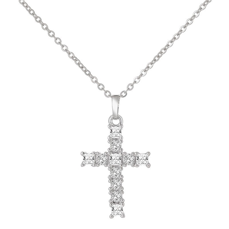 Classic cubic zirconia cross pendant necklace wholesale