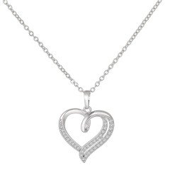 cubic zirconia necklace with hollow heart pendant wholesale