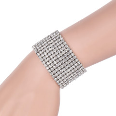 Rhodium Plated 3mm Crystal AB Rhinestone Stretch Bracelet 1230000030A