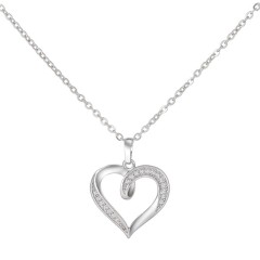 Classic cubic zirconia crystal heart pendant necklace for women wholesale