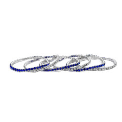 Rhinestone Stretch Bracelet Silver Plated 3.5mm 6pcs Sapphire Crystal