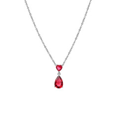 Ruby cubic zirconia teardrop heart pendant necklace wholesale