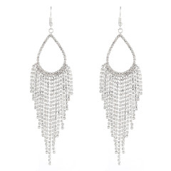 Clear Rhinestone Crystal Fringed Long Earrings Wholesale