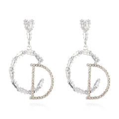 Fashion &quot;D&quot; Rhinestone Crystal Dangling Earrings Jewelry Wholesale