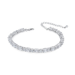 Silver Color Clear Cubic Zirconia Chain Bracelet Rhinestone Wholesale