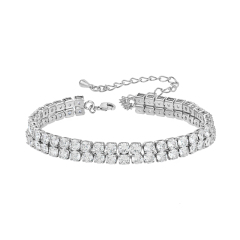Silver Crystal Cubic Zirconia Chain Bracelet Wholesale