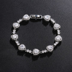 Heart Shape Cubic Zirconia Tennis Bracelet Rhinestone Wholesale
