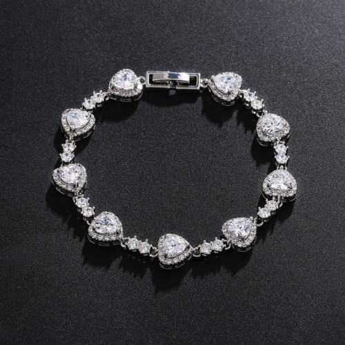 Heart Shape Cubic Zirconia Tennis Bracelet Rhinestone Wholesale