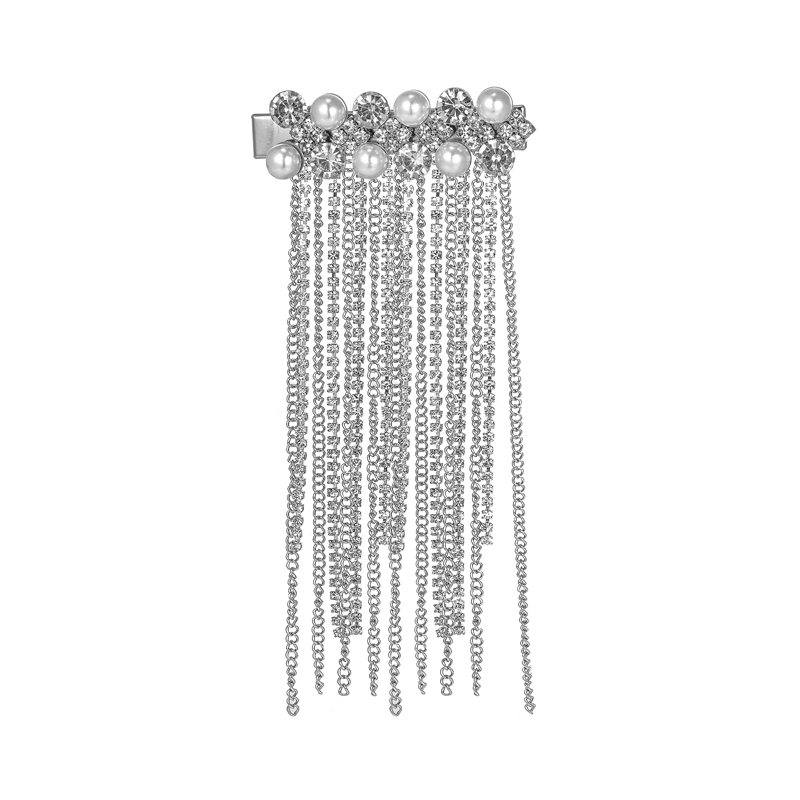 Cheap Wedding Long Fringe Pearl Rhinestone Bridal Hair Accessories-LH0005