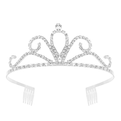 Classic Silver Comb Crown Tiara Fairy For Girl Rhinestone Hair Accessories wholesale